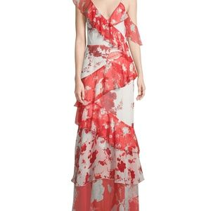 Alice + Olivia Olympia Silk Ruffle Maxi Dress Sz 0